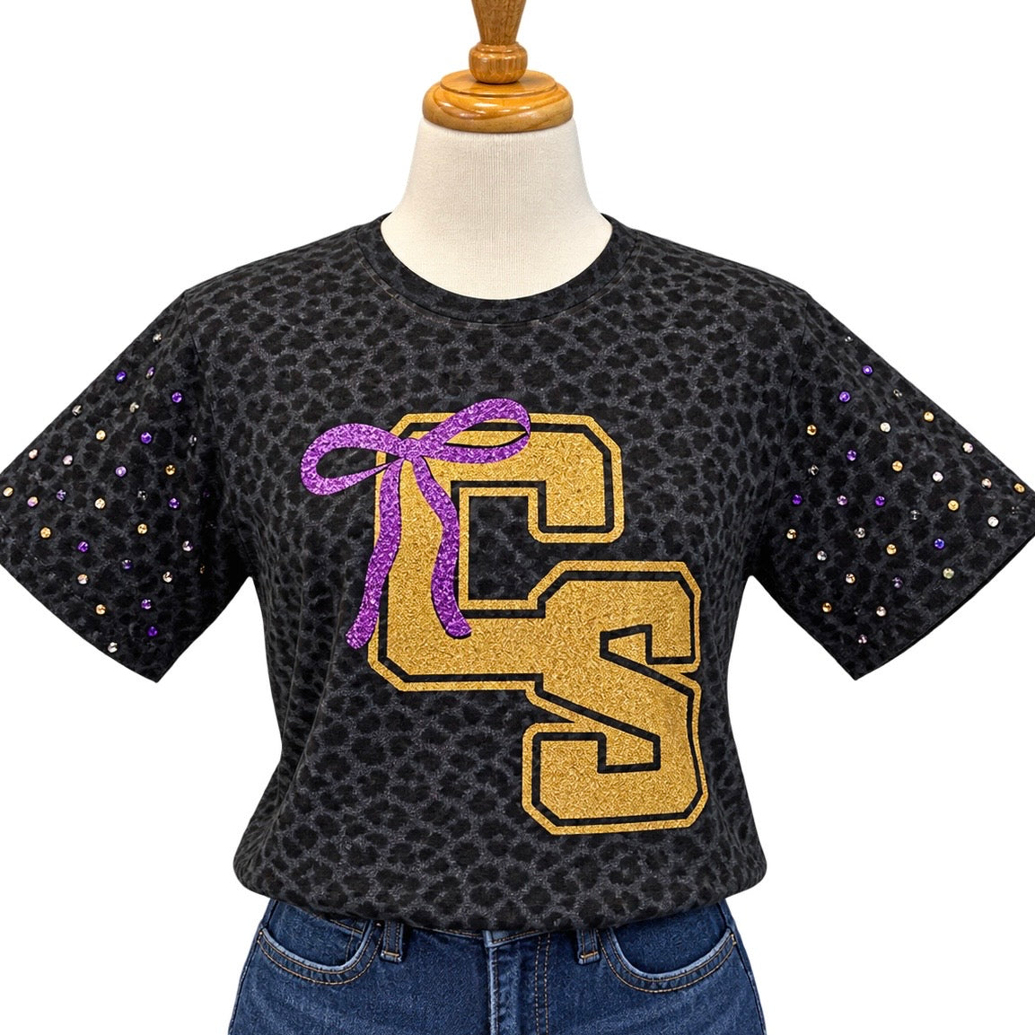 CS Bow on Black Leopard Tee