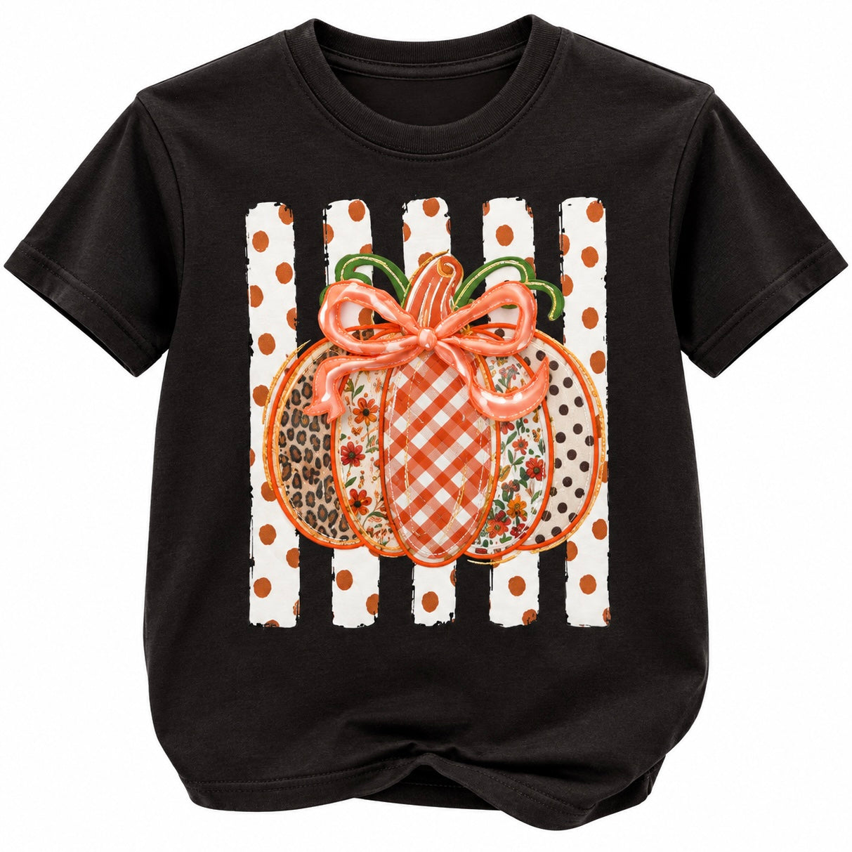 Pumpkin on Polka Stripes Tee