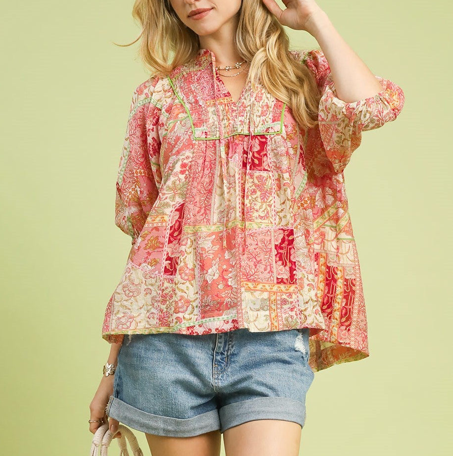 Peach Peasant Top