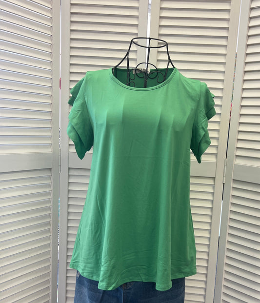 Green ruffle sleeve top