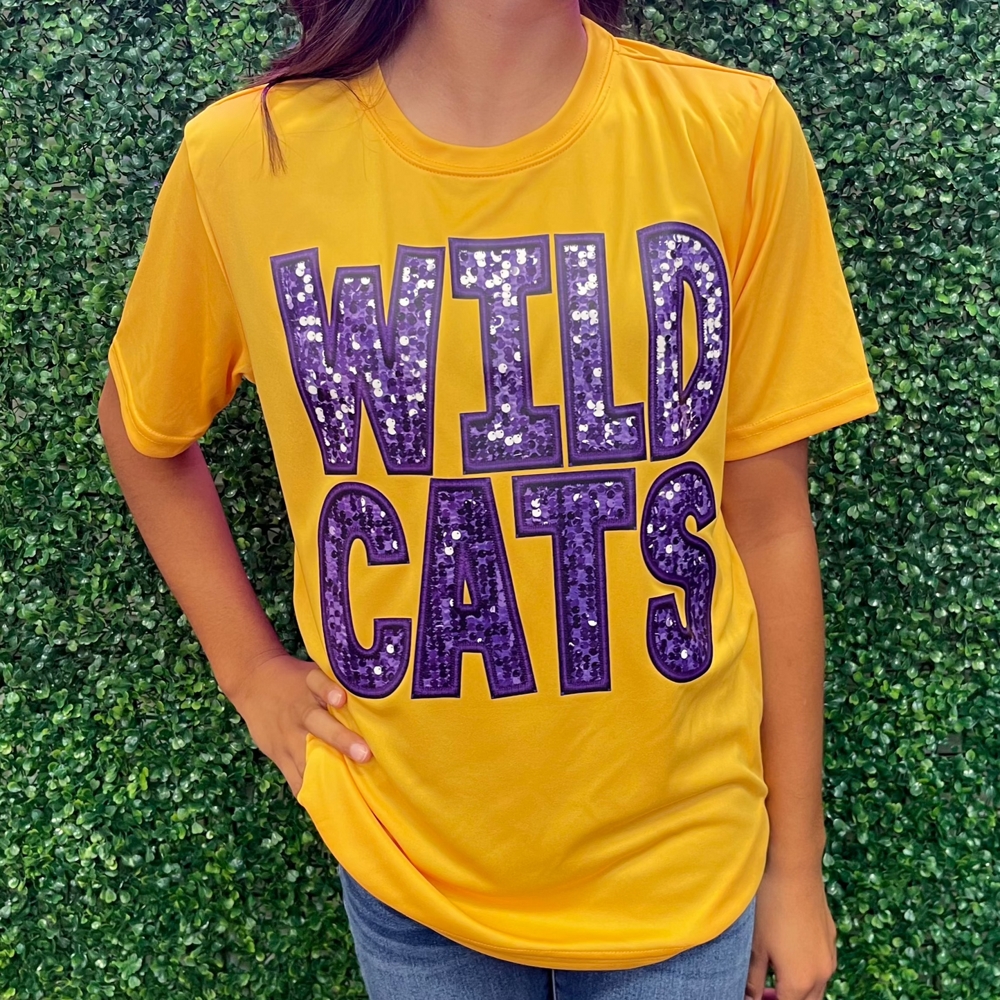 Adult Purple Faux Sequin Tee