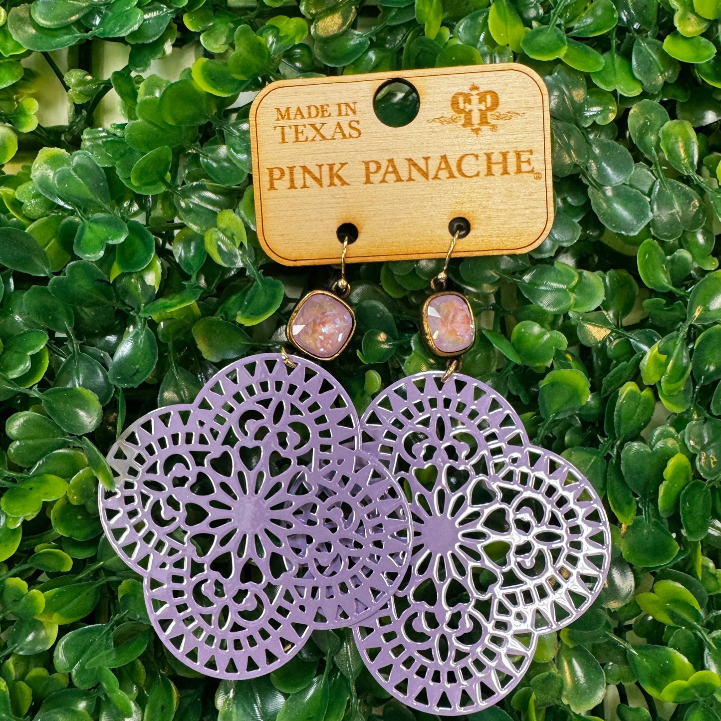 Purple Clover Shaped Earrings