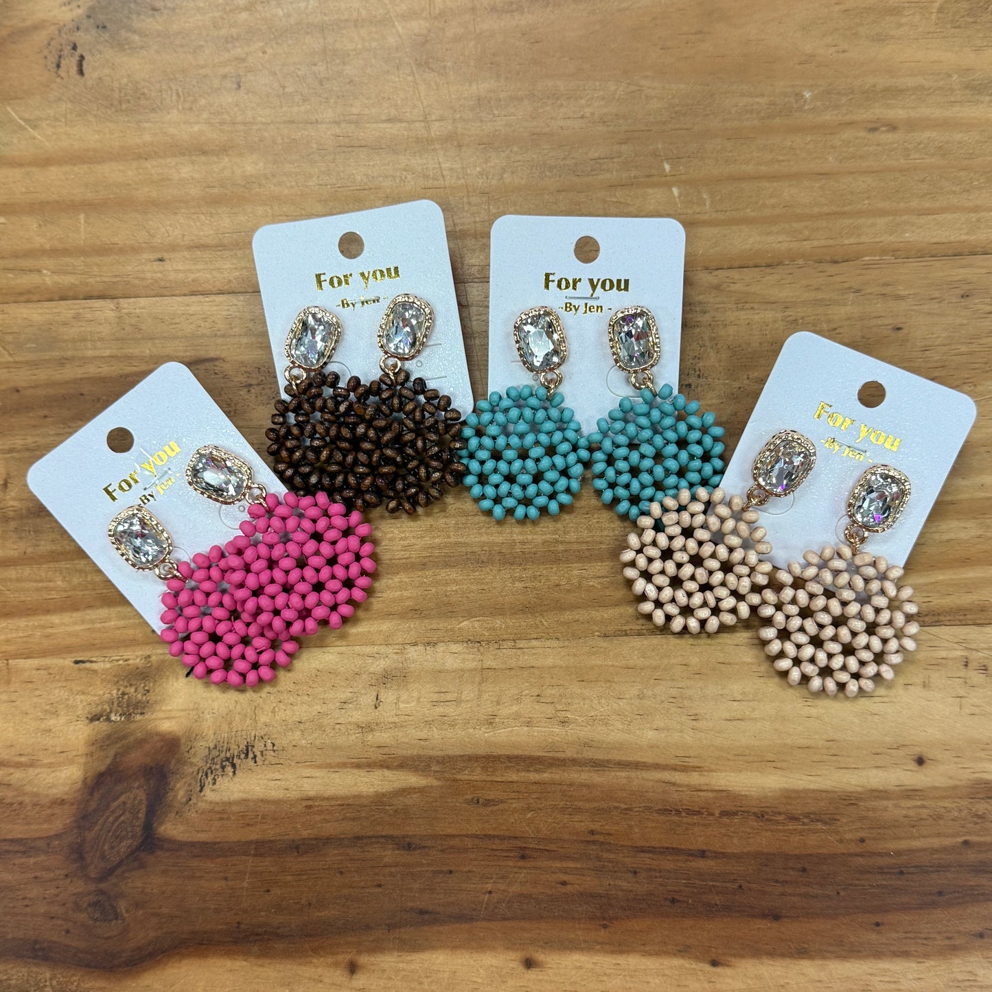 Crystal Pendant Beaded Earrings