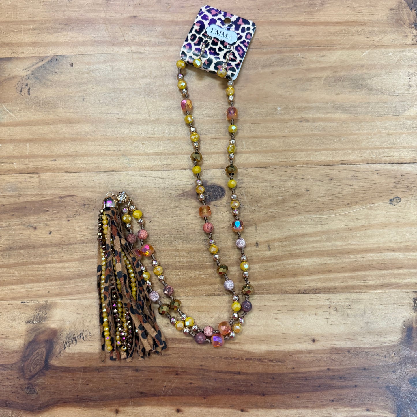 Tassel Necklace with Earrings Set