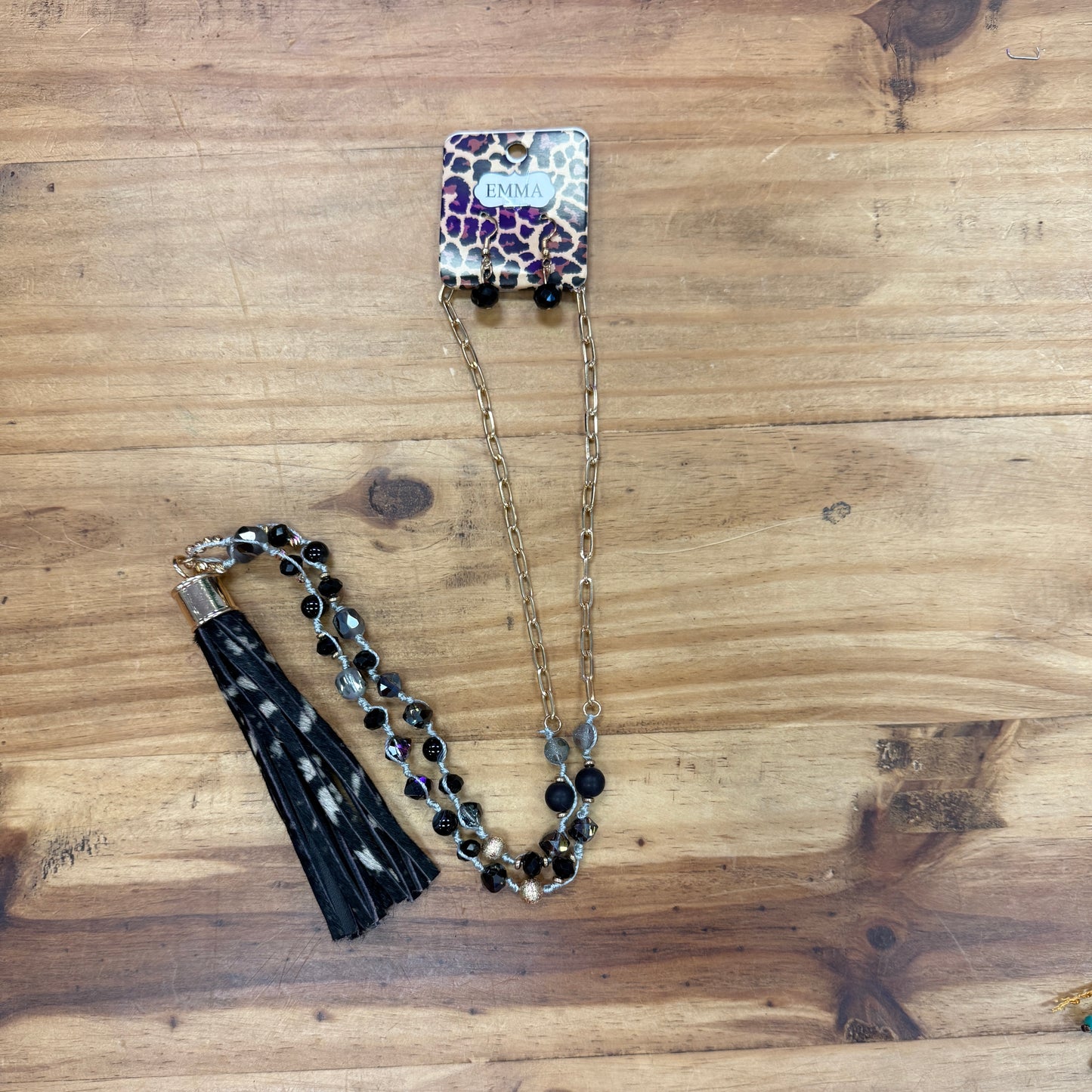 Tassel Necklace with Earrings Set