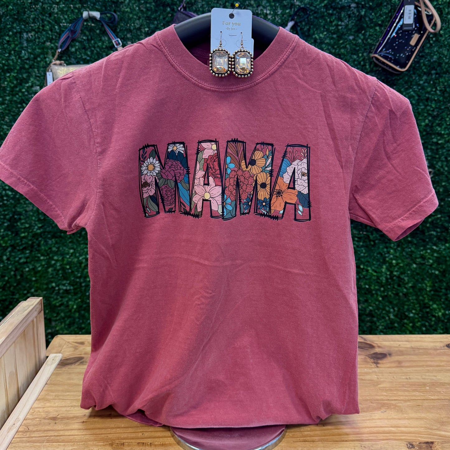 Mama on Distressed Maroon