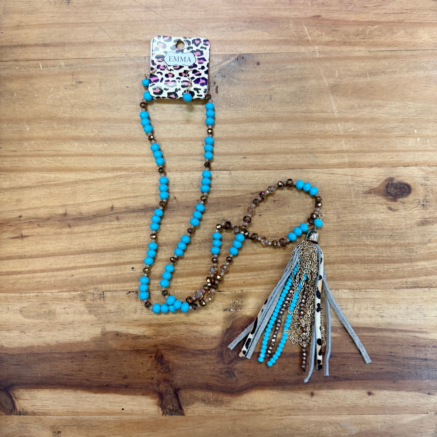 Tassel Necklace with Earrings Set