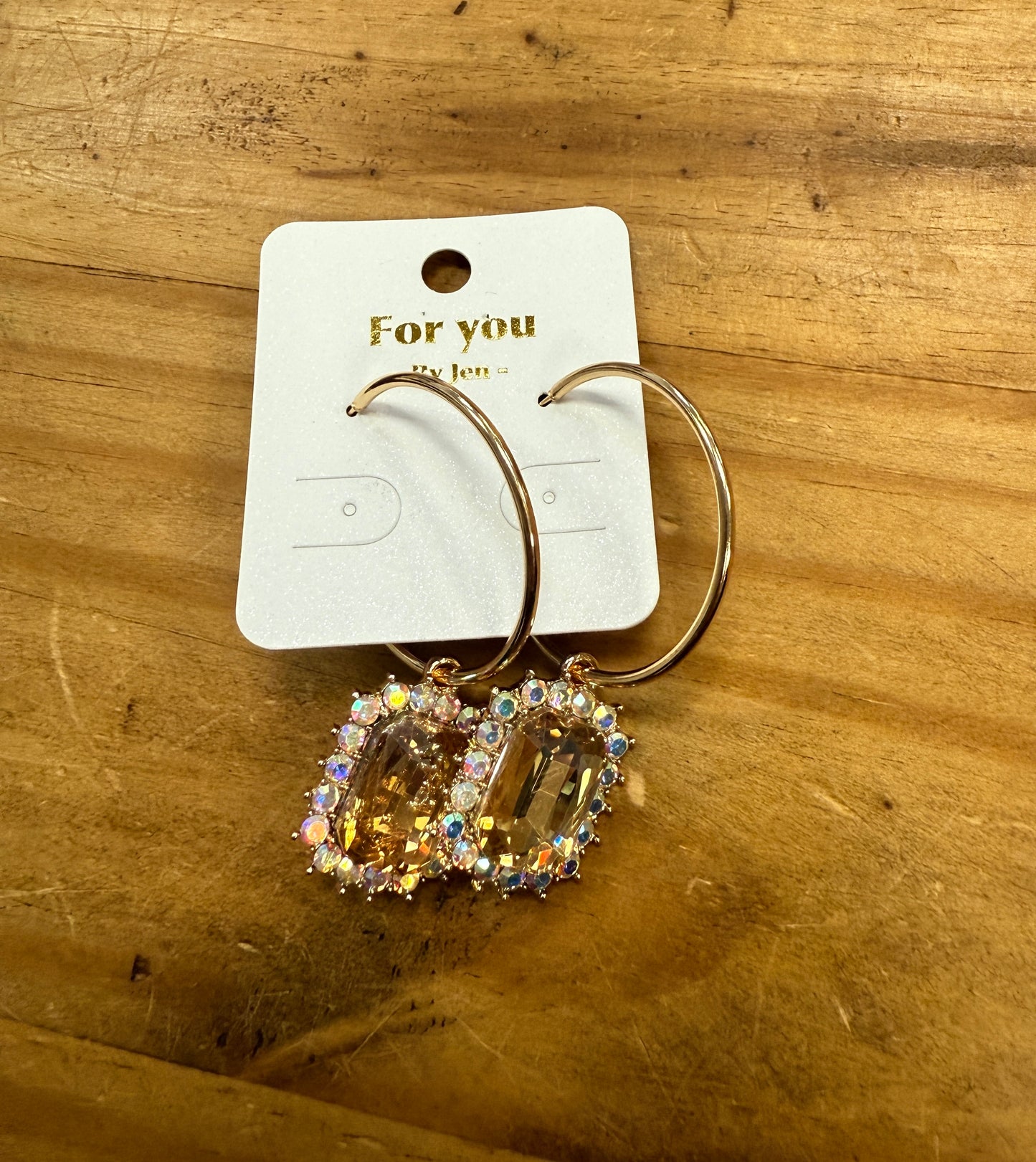 Gold Crystal Hoops