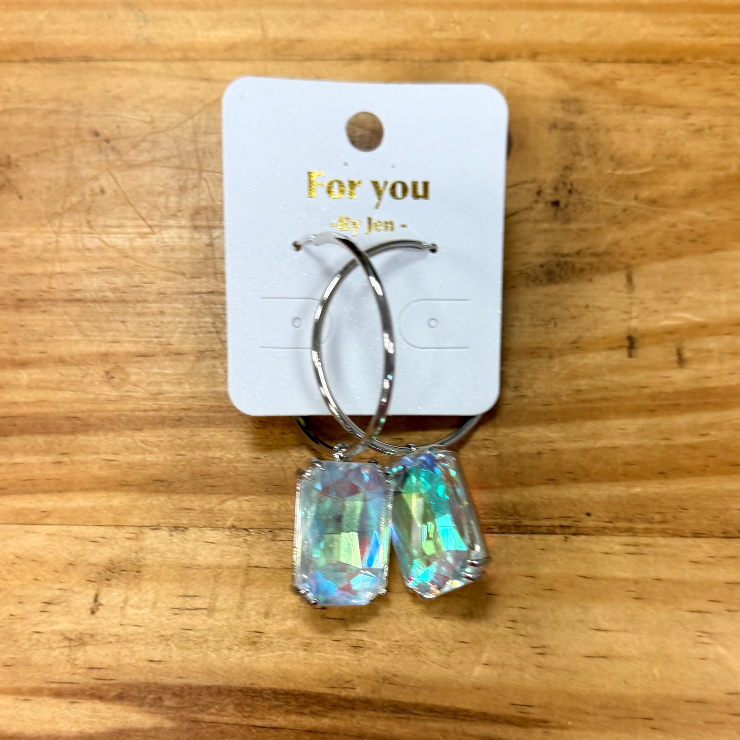 Clear Crystal Pendant Hoops