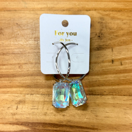 Clear Crystal Pendant Hoops