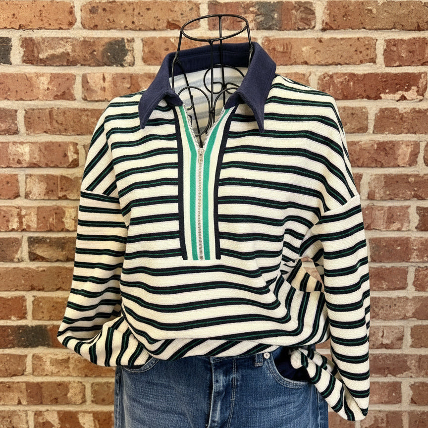 Navy Striped Top