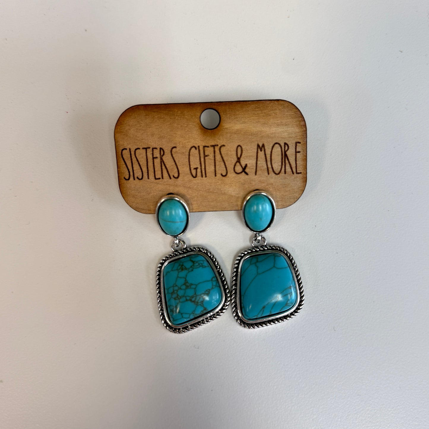 Large Turquoise Stone Dangle Earrings