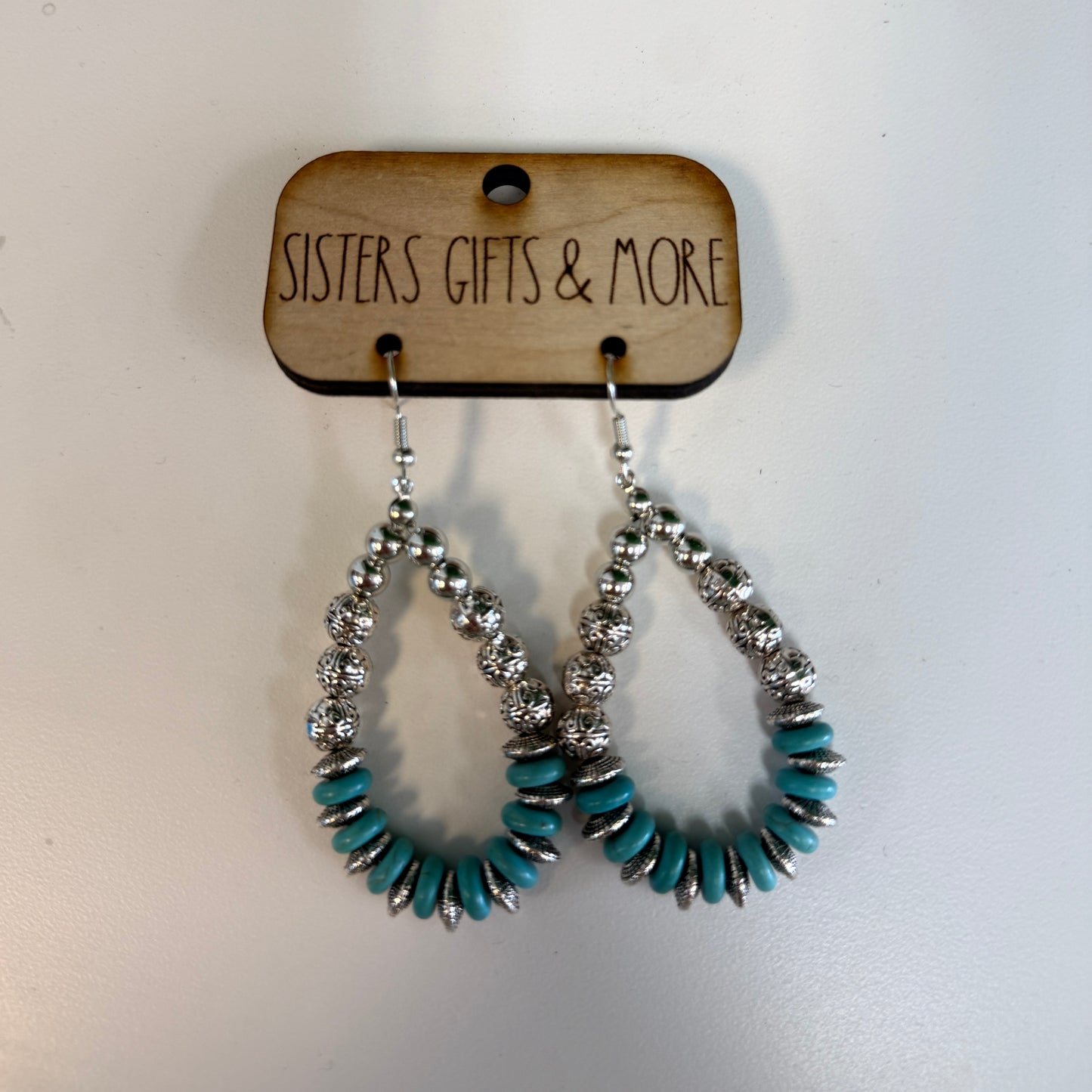 Turquoise/Silver Teardrop Earrings
