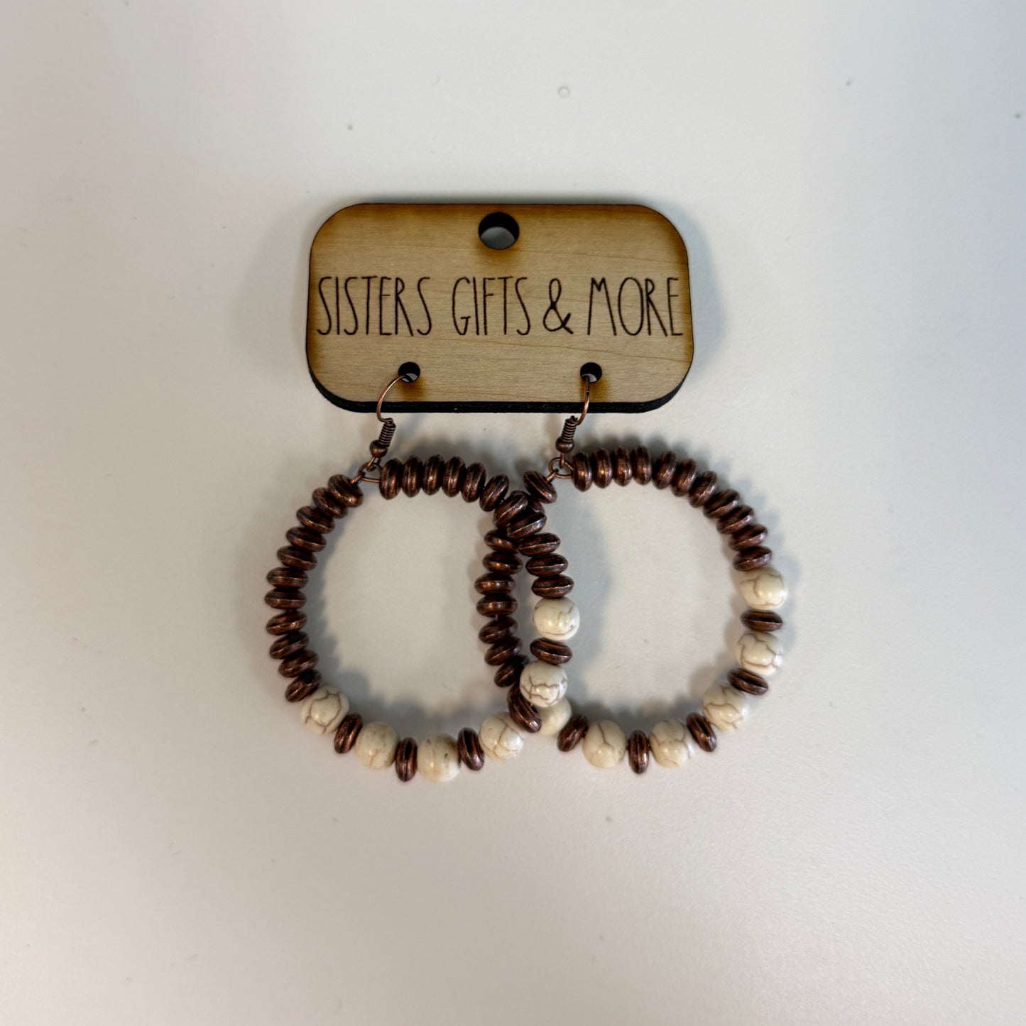 White/Copper Circle Earrings
