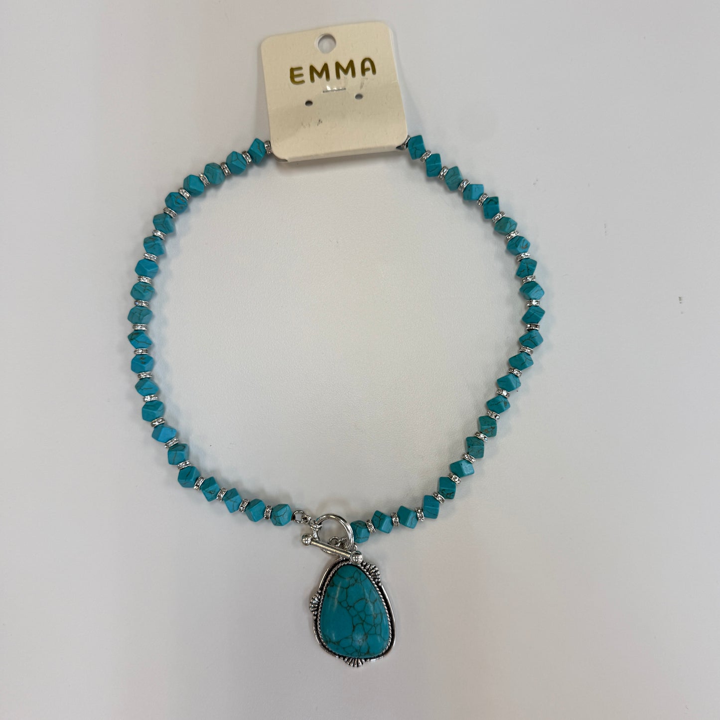 Large Stone Turquoise & Silver Necklace
