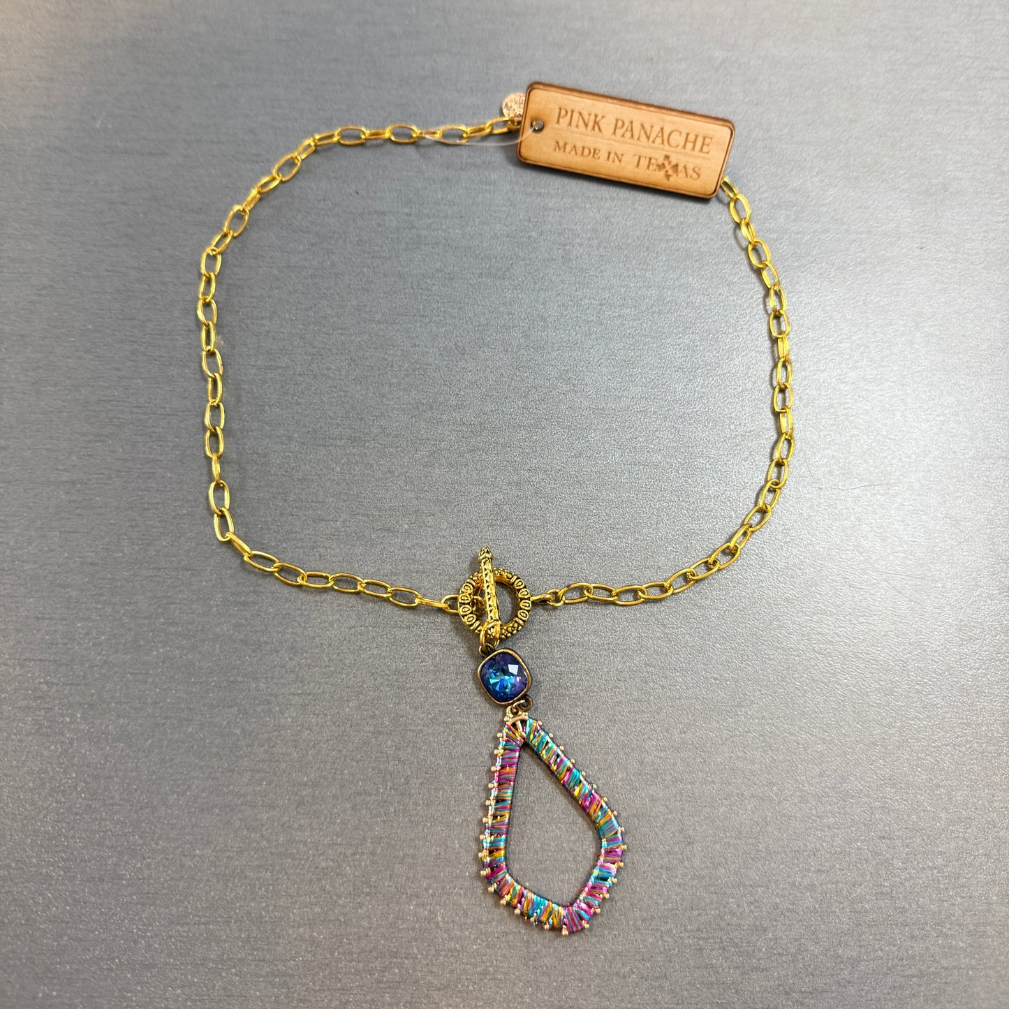 Tinsel Wrapped Teardrop Necklace