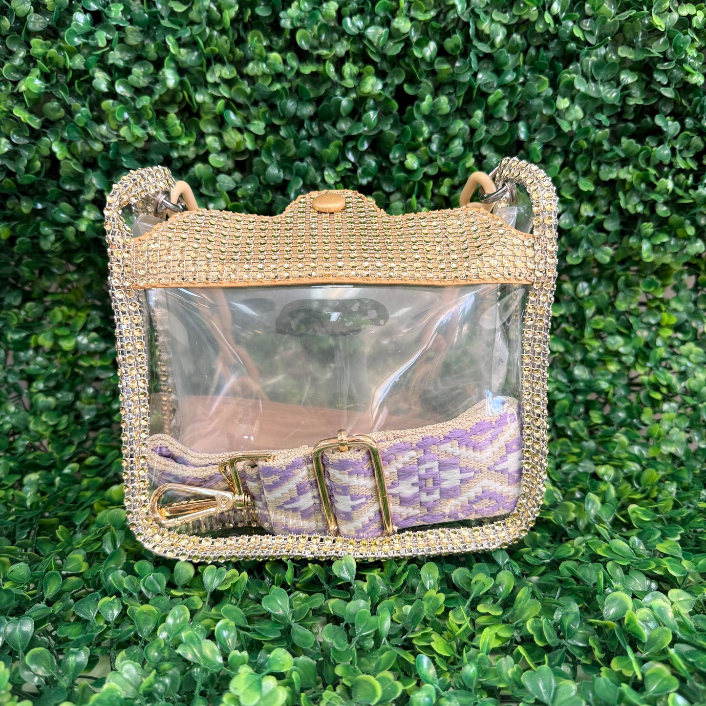 Clear Purse w/Gold Rhinestone Accent