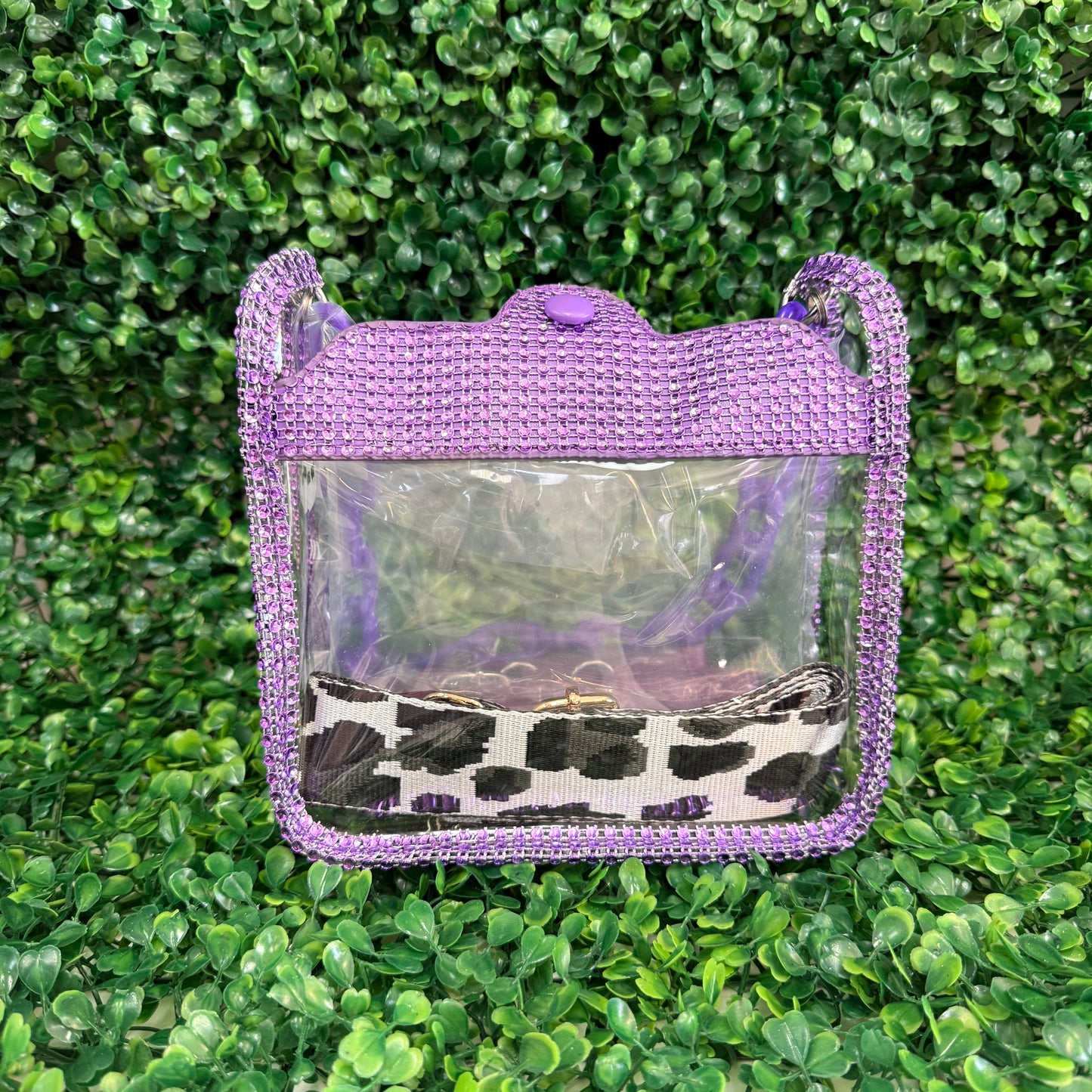 Clear Purse w/Purple Rhinestone Accent