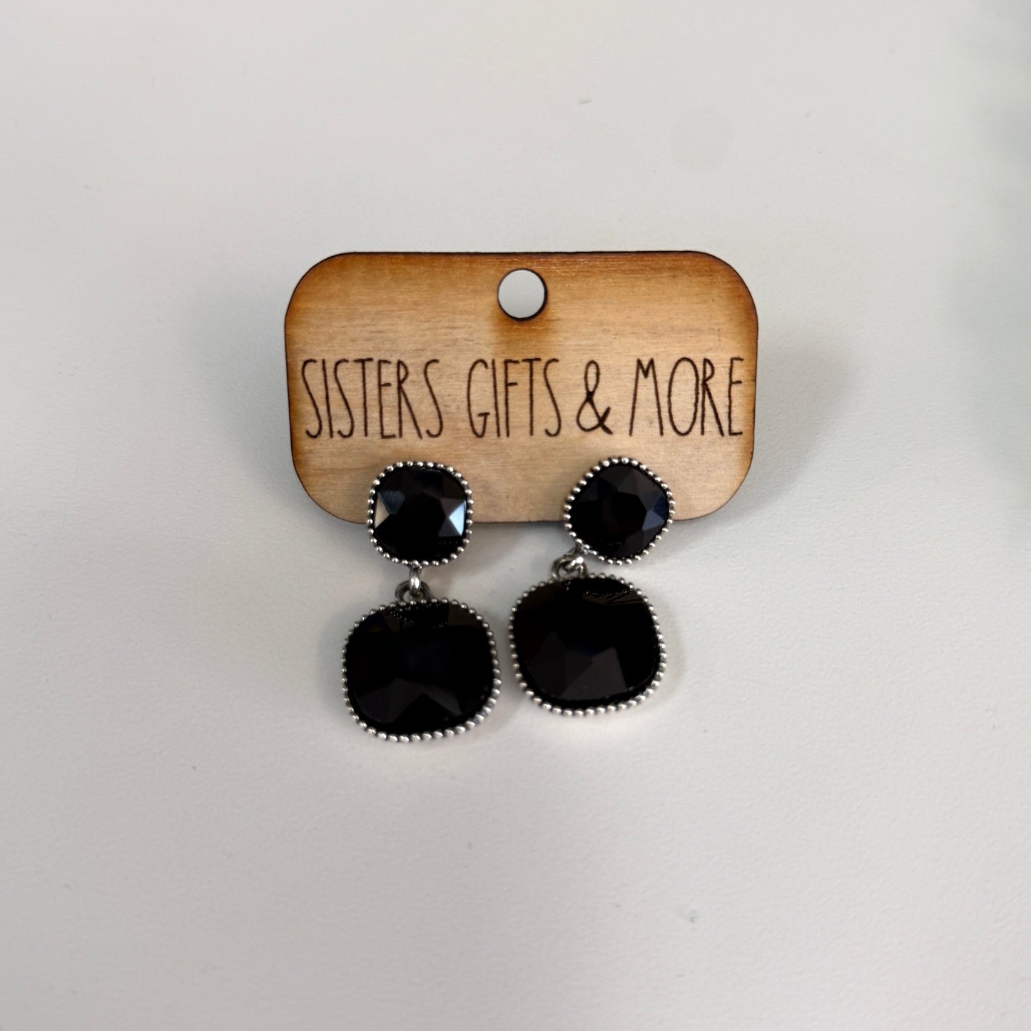 Black Rounded Square Earrings (Copy