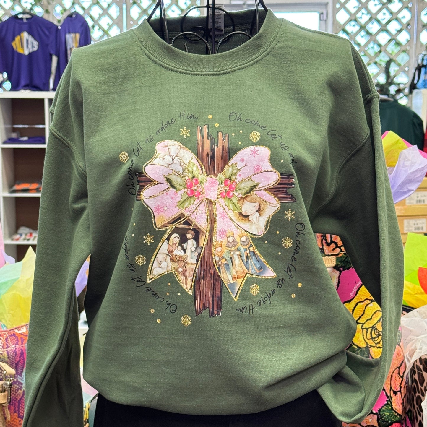 Let Us Adore Him Christmas Sweatshirt