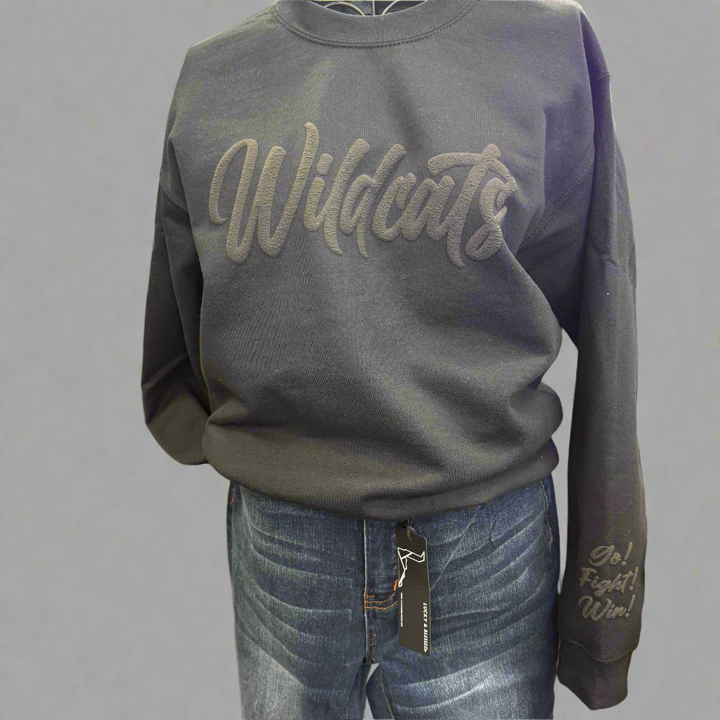 Black/Black Puff Wildcats Sweatshirt