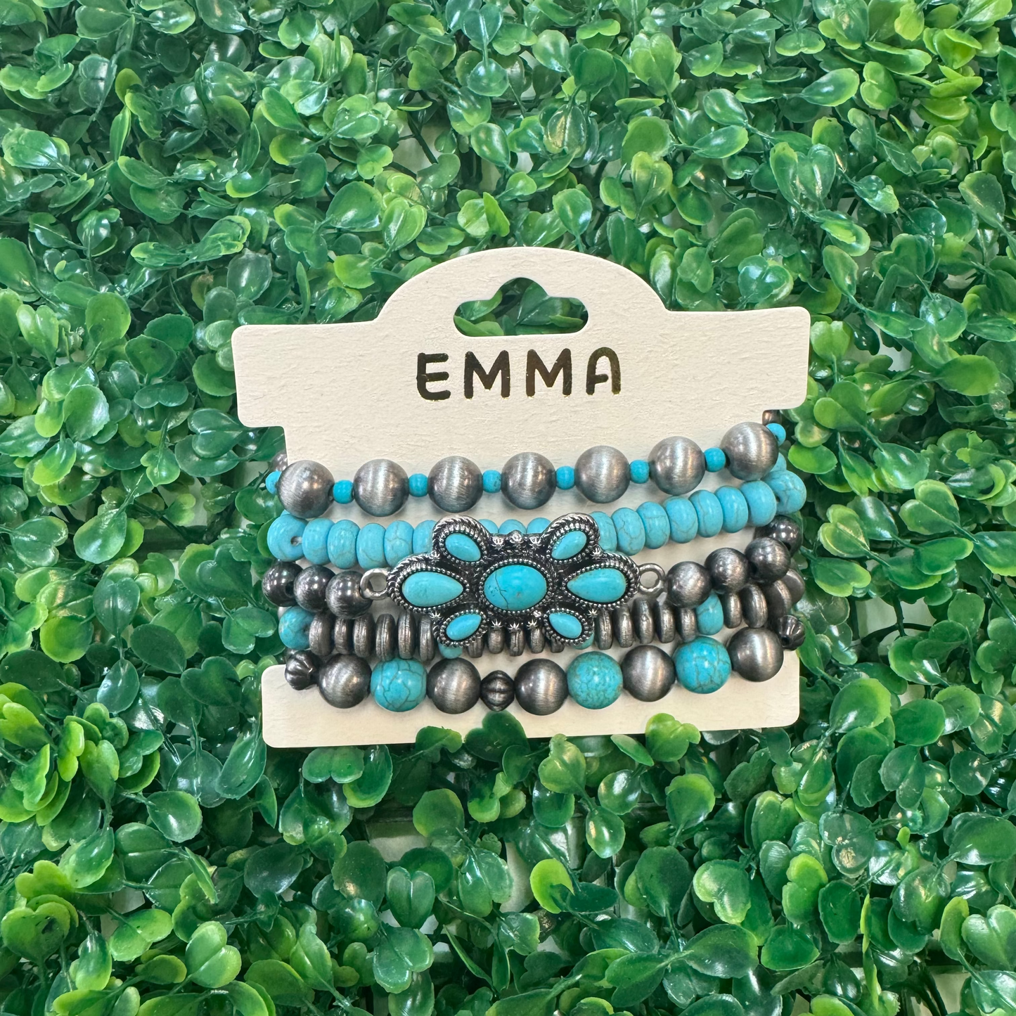 Turquoise Flower Stacked Bracelets