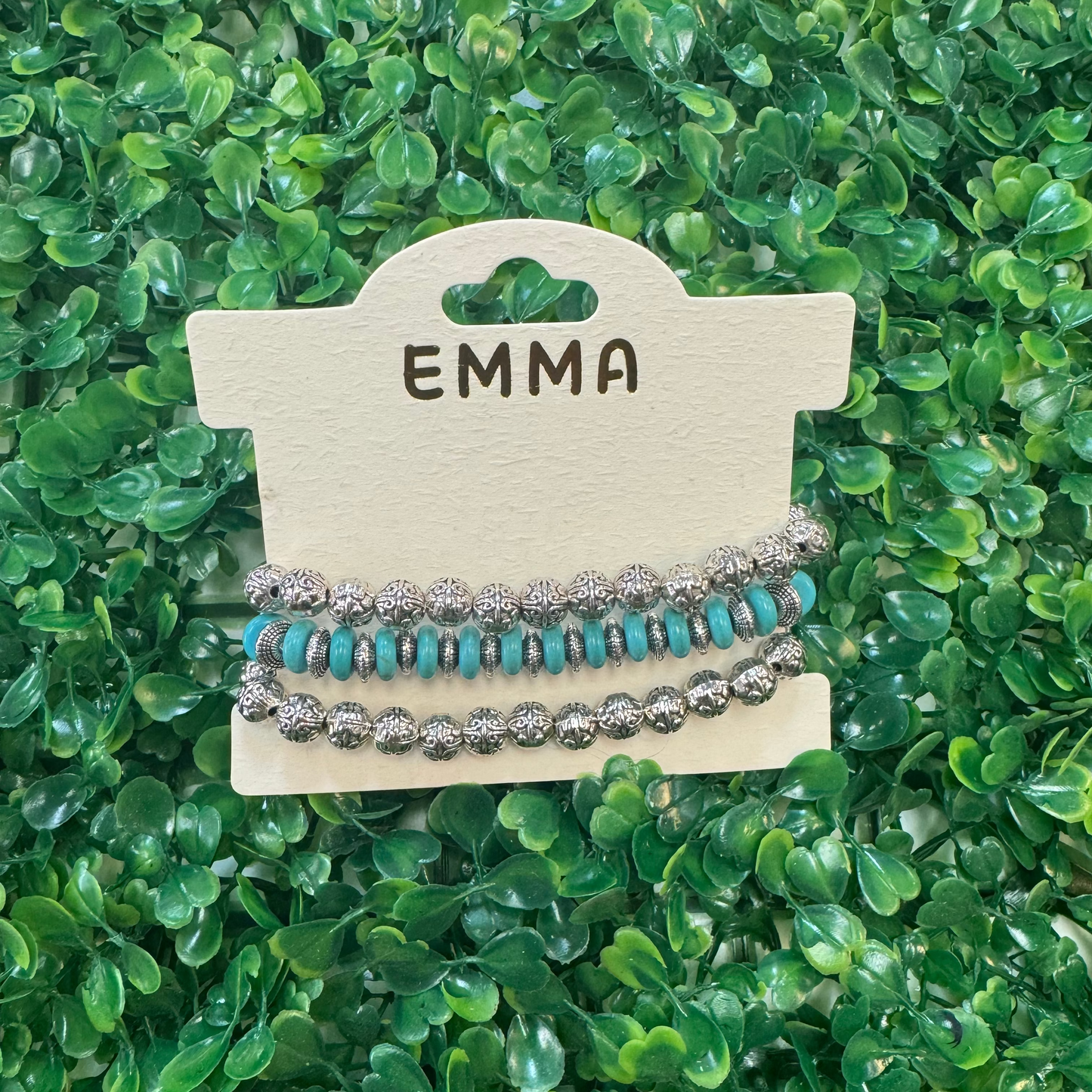 Turquoise/Silver Stacked Bracelets