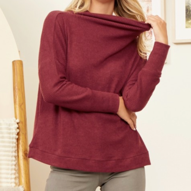 Wine Draped Neckline Top