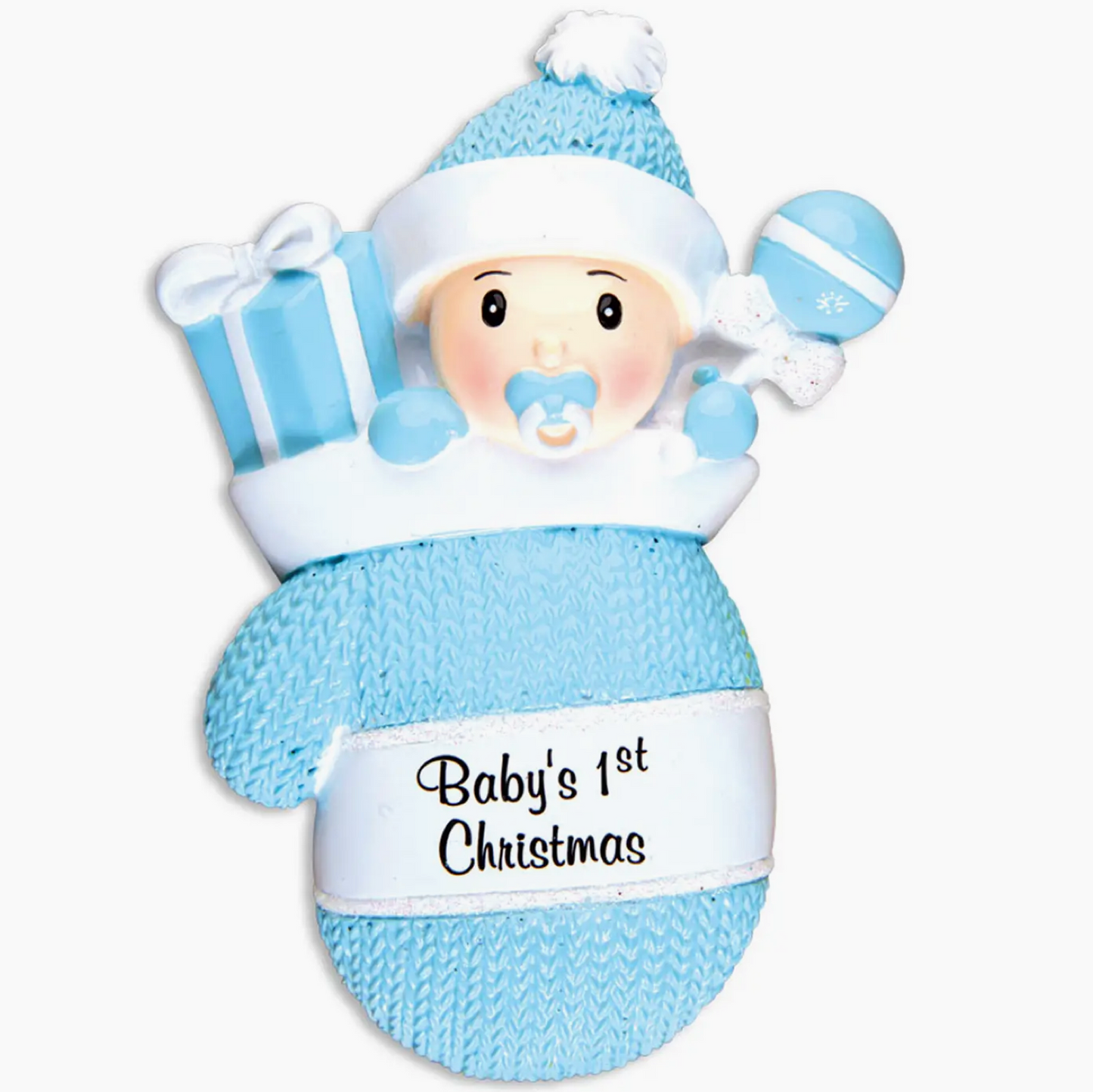 Baby in Blue Mitten Ornament