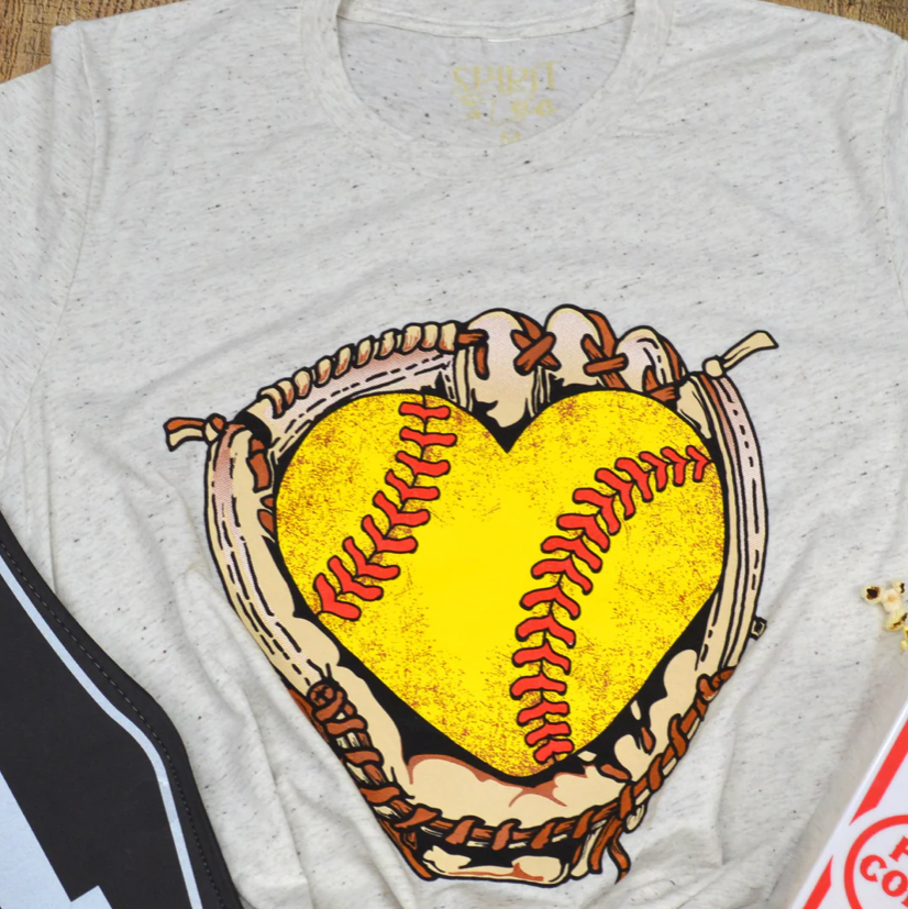 Glove with Softball Heart