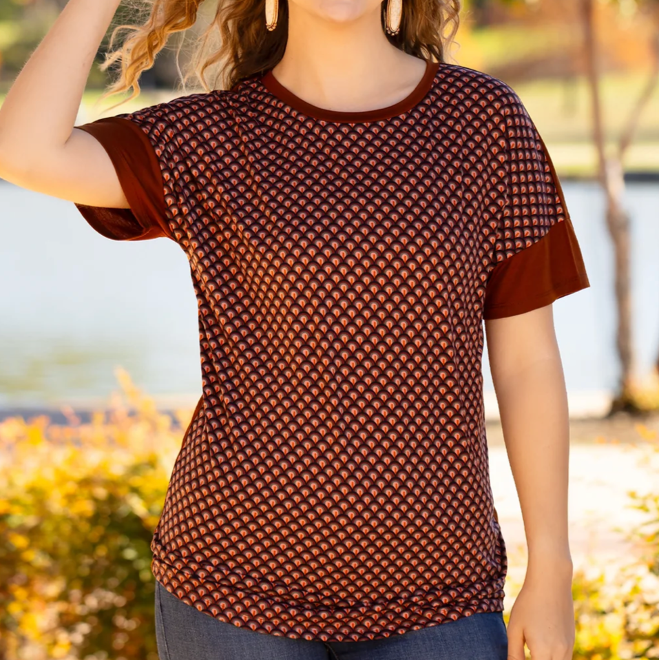Brown Geometric Print Top