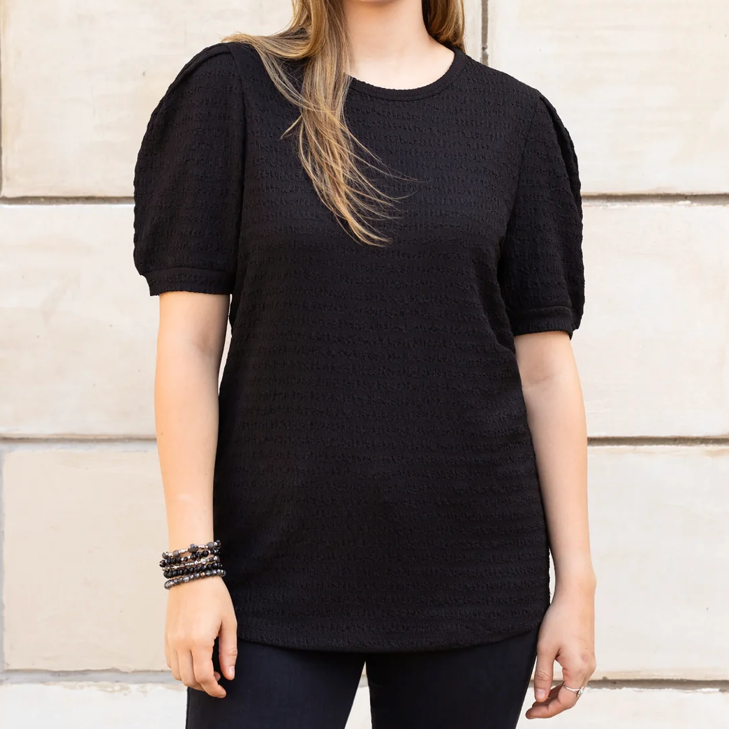 Black Puffed Sleeve Top