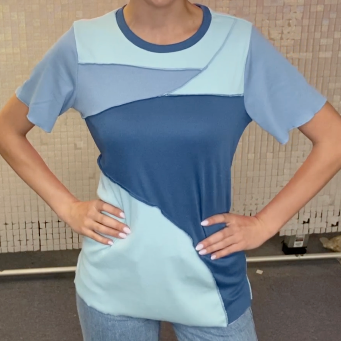 Ribbed "Blues" Asymmetrical Top