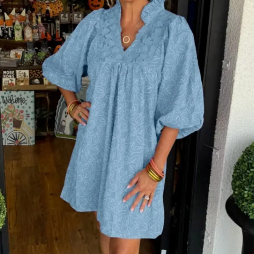 Light Blue Lace Detailed Dress