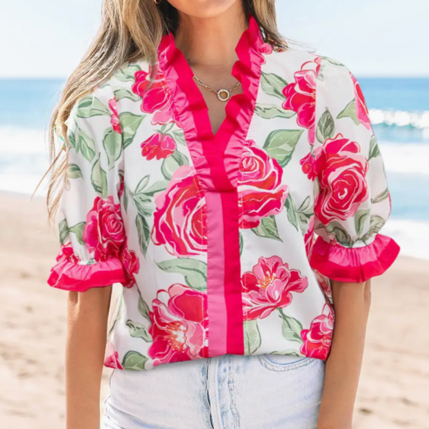 Rose Ruffle Top