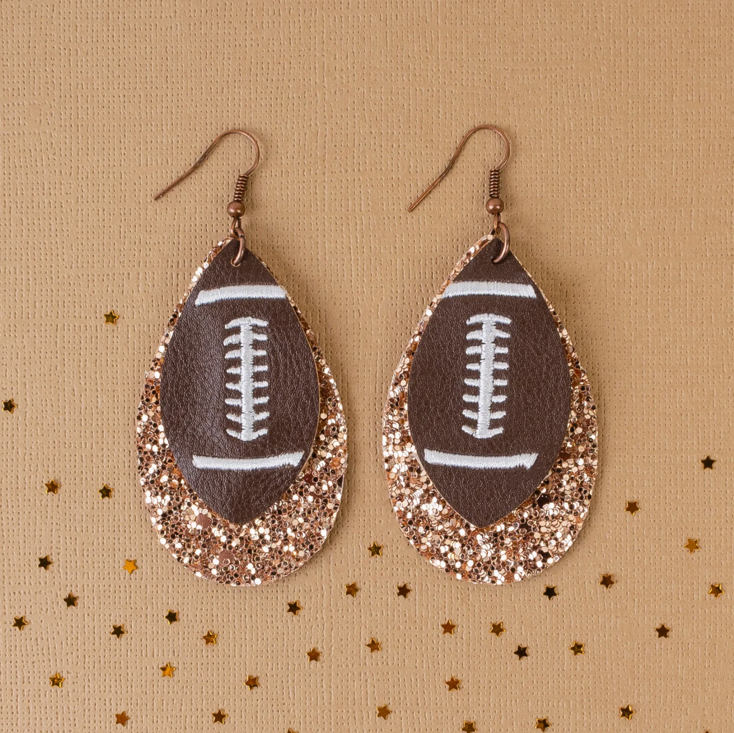 Football on Glitter Teardrop Earrings