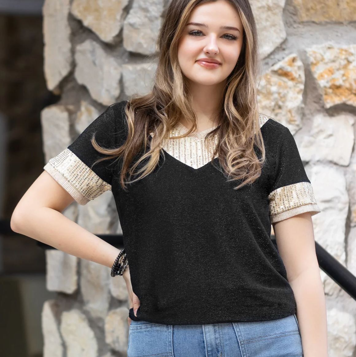 Black Shimmer w/Sequin Top