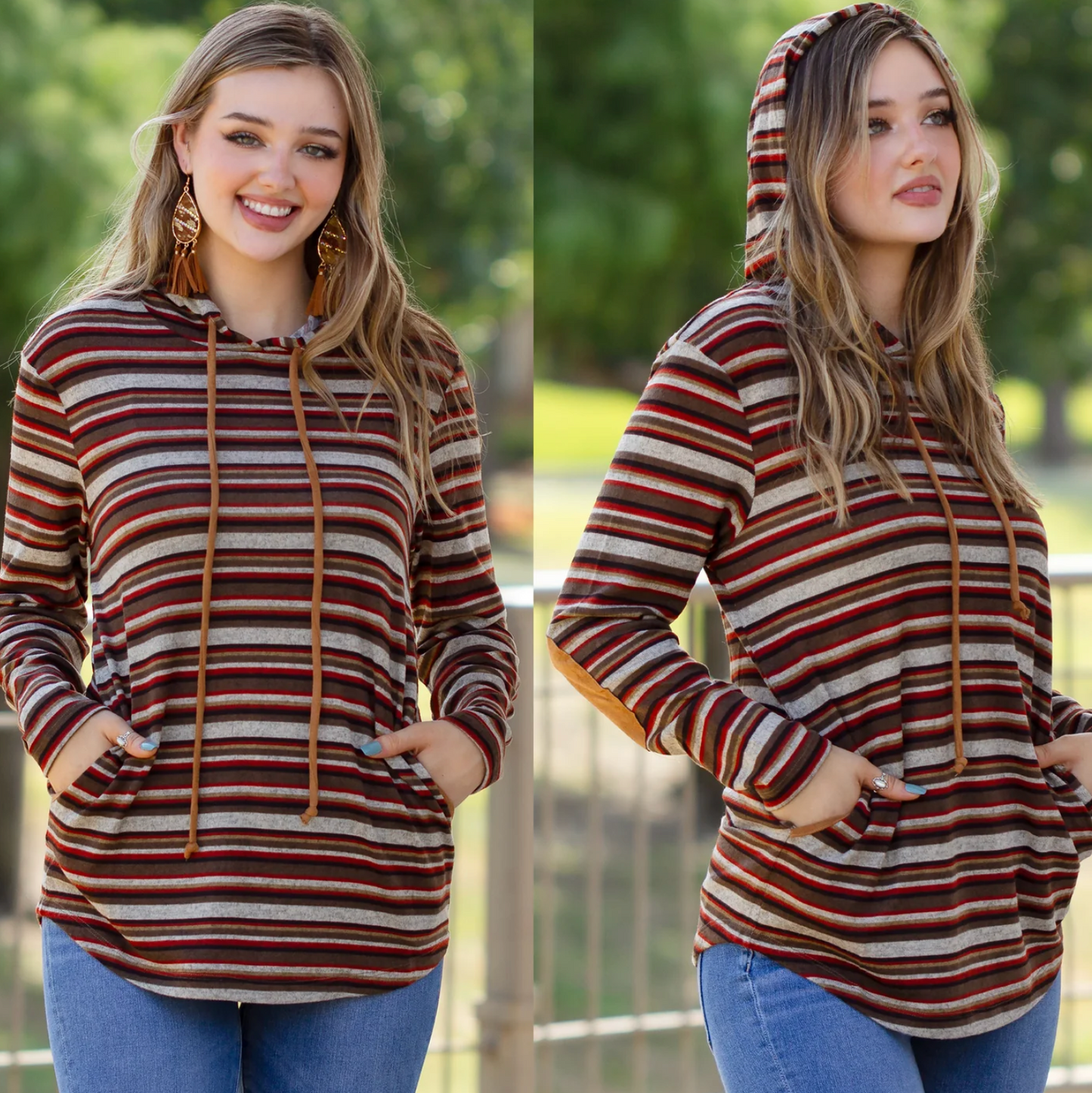 Striped Hoodie w/Pockets