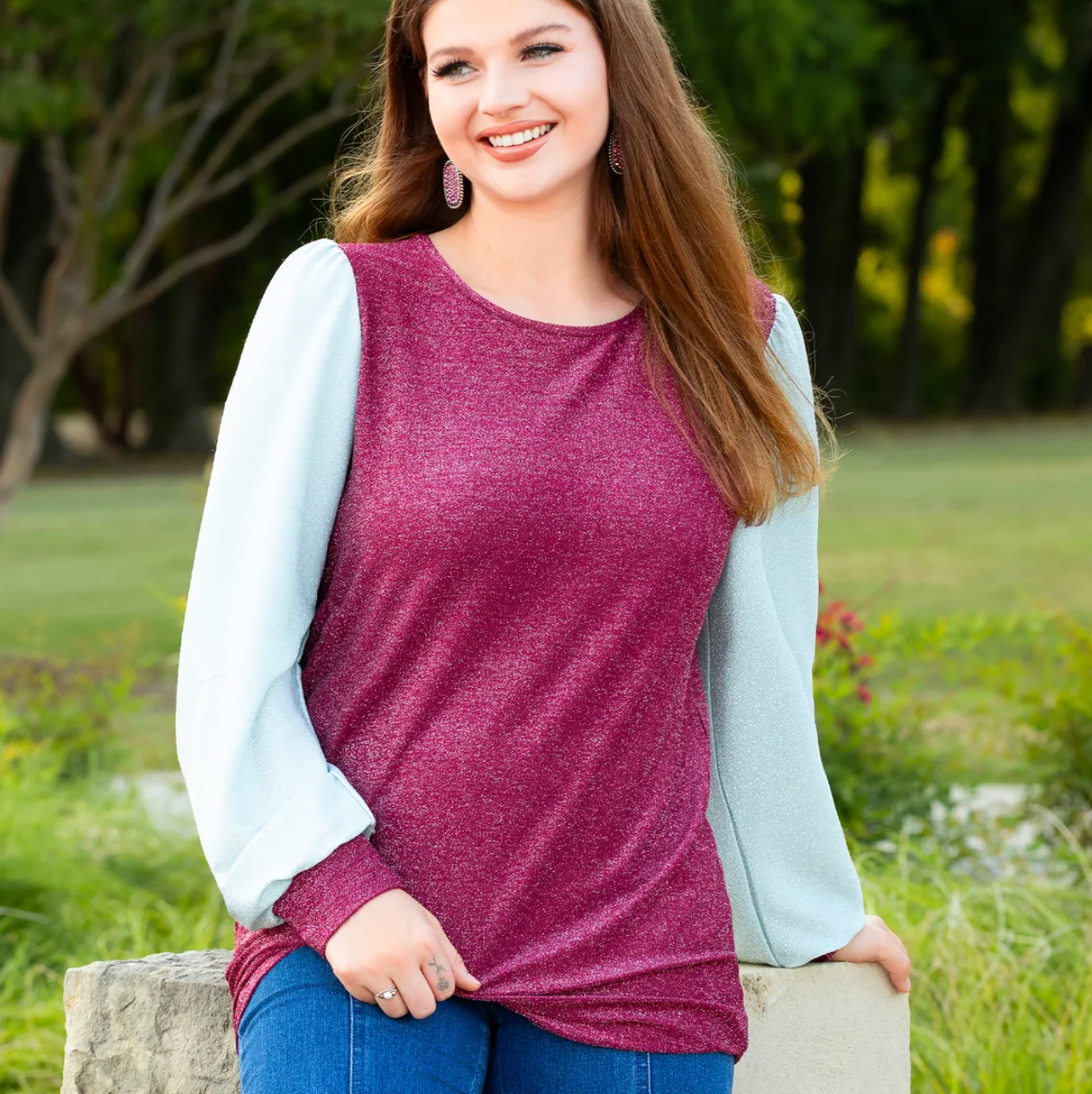Shimmer Color Block Top
