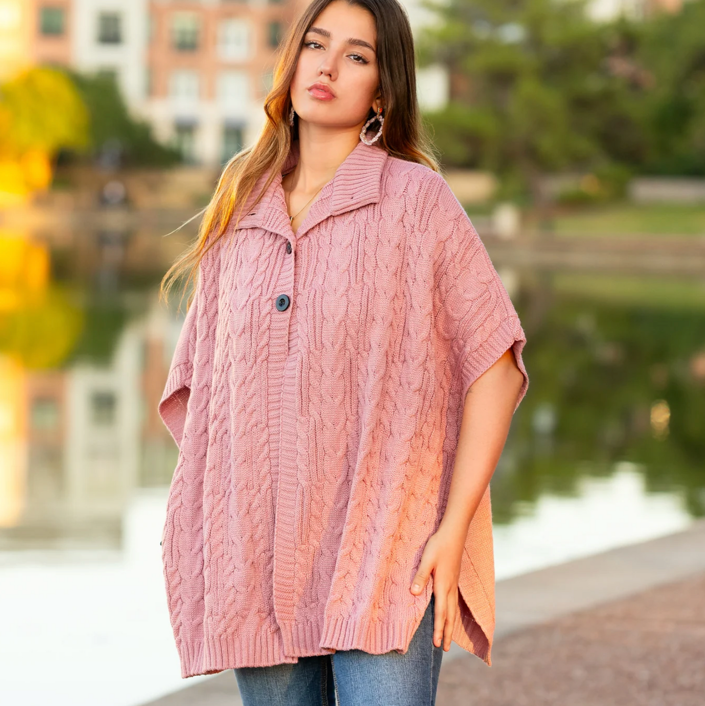 Pink Poncho Sweater
