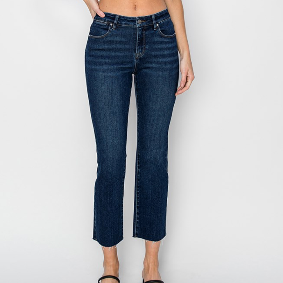 MR Straight Raw Hem Risen Jeans