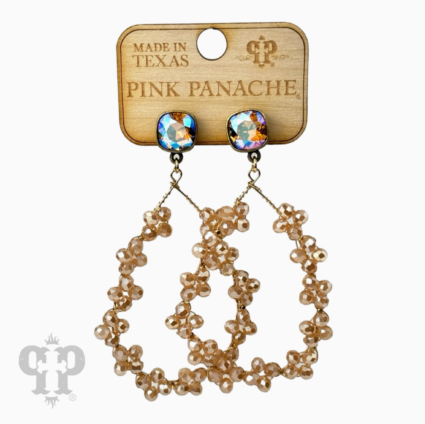 Pink Panache Gold Bead Oval Earrings