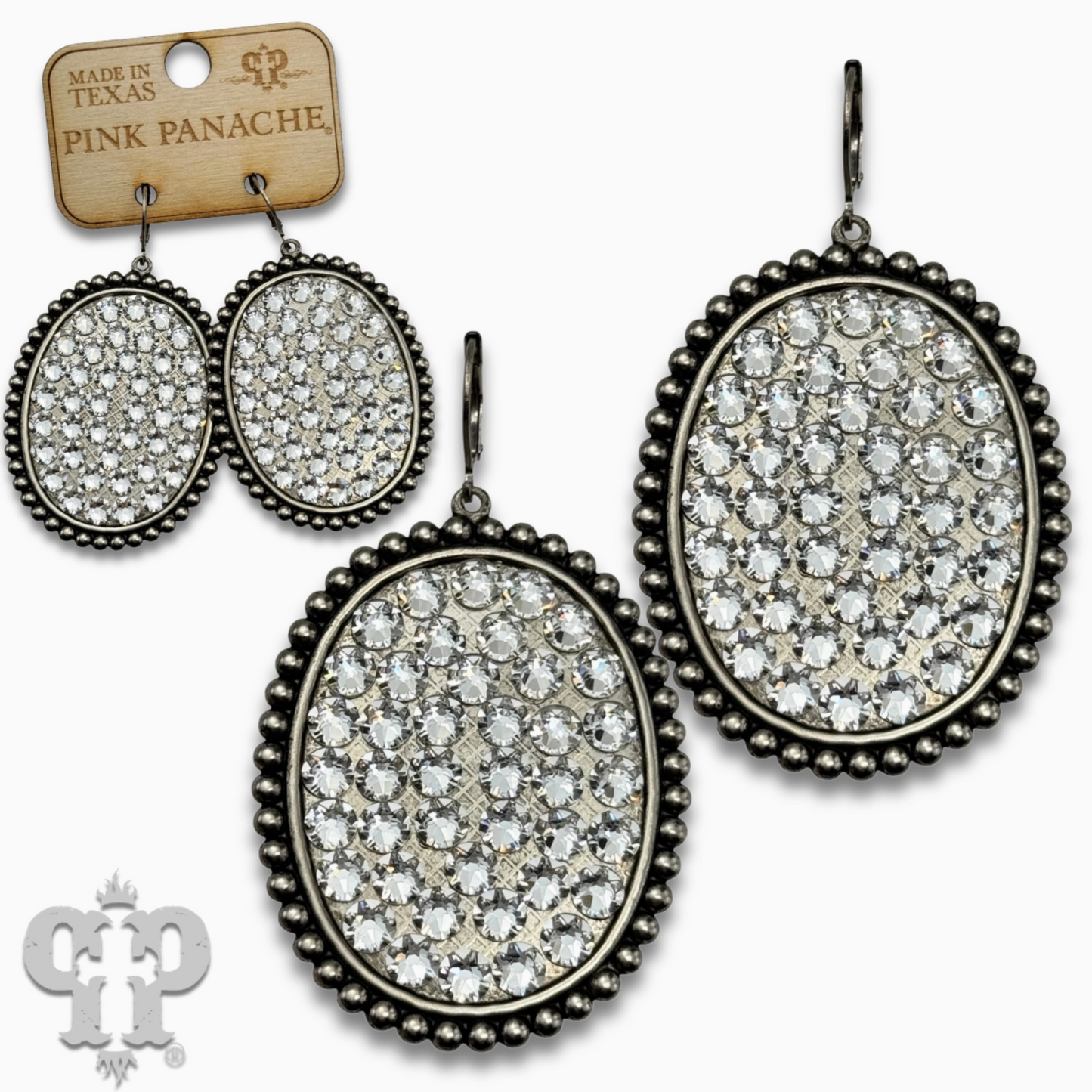 Pink Panache Silver Oval Earrings