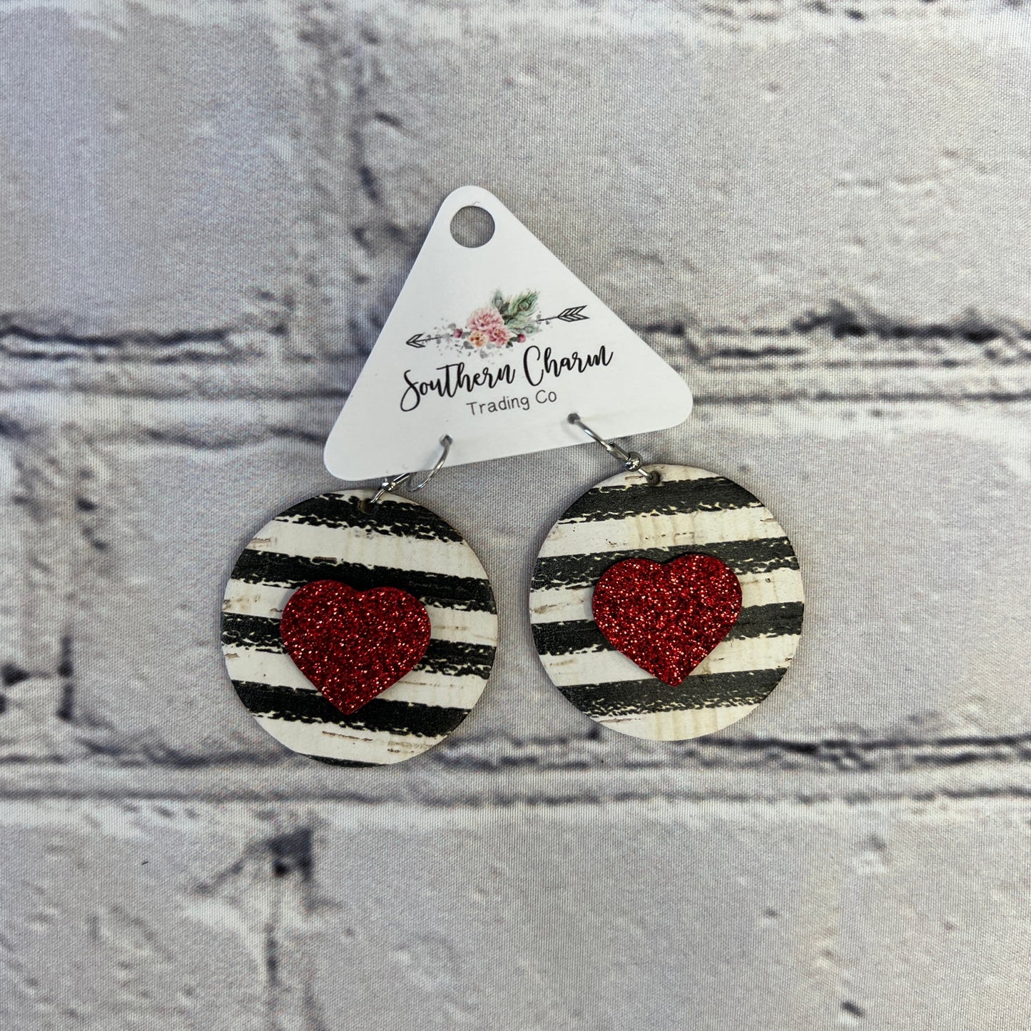 Striped Heart Earrings