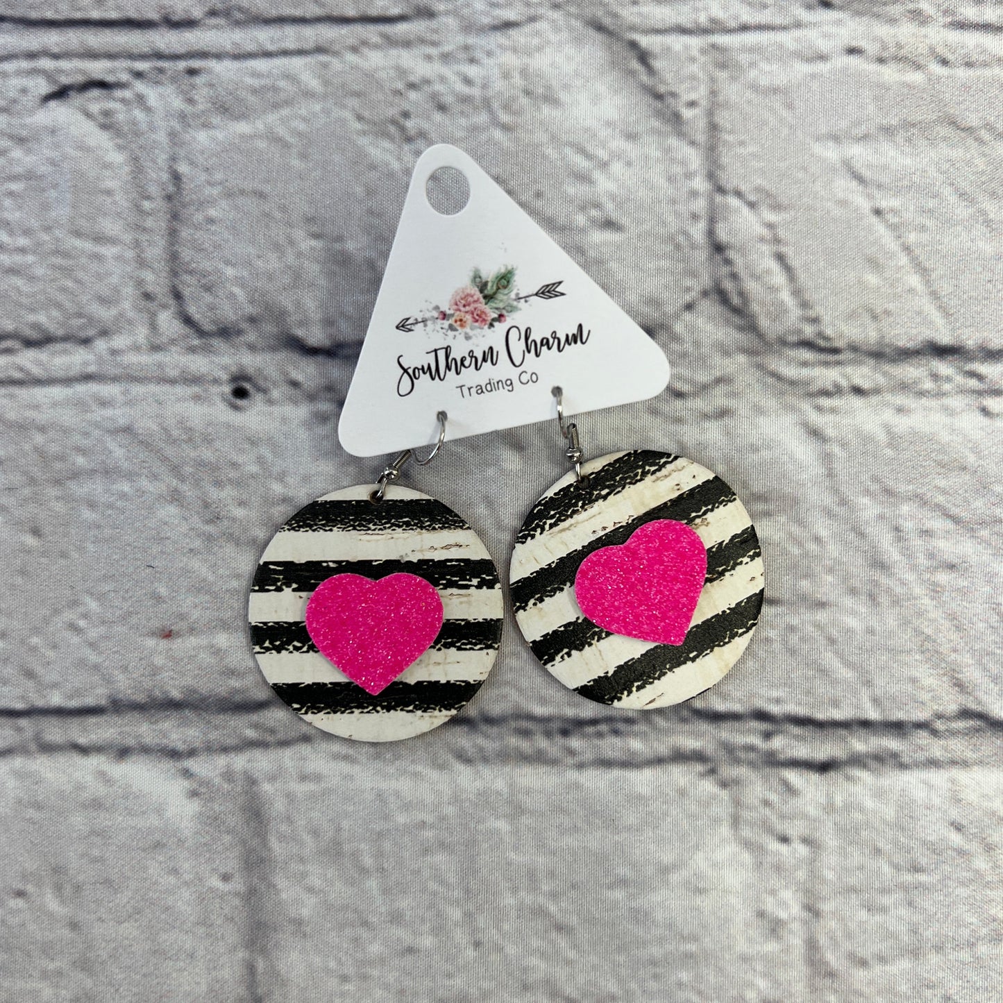Striped Heart Earrings