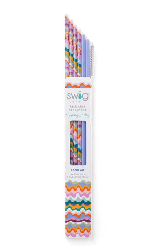 Sand Art + Hydrangea Reusable Straw Set