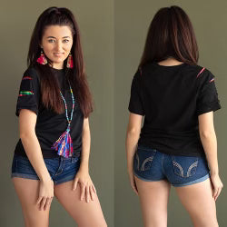 Half Sleeve Top with Cut Sleeves