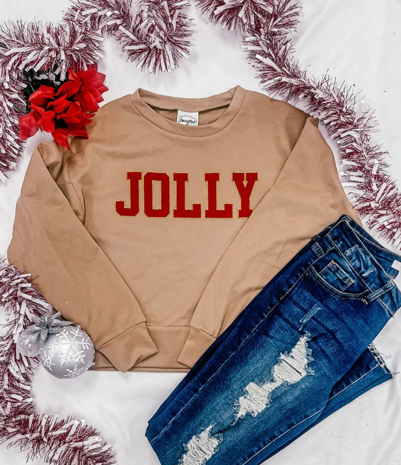 Jolly tan cropped sweatshirt