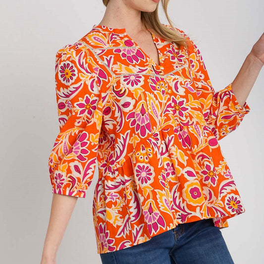 Orange Floral Top
