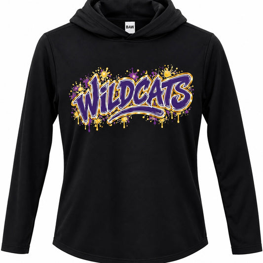 Graffiti Wildcats on Hooded Black Tee